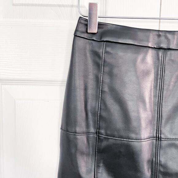 White House Black Market Faux Leather Paneled Pencil Skirt - Picture 2 of 6
